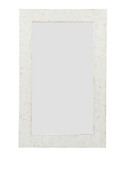 eye design bone inlay mirror - ivory and ivory