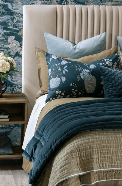 Ikebana Teal Pillowcase Pair
