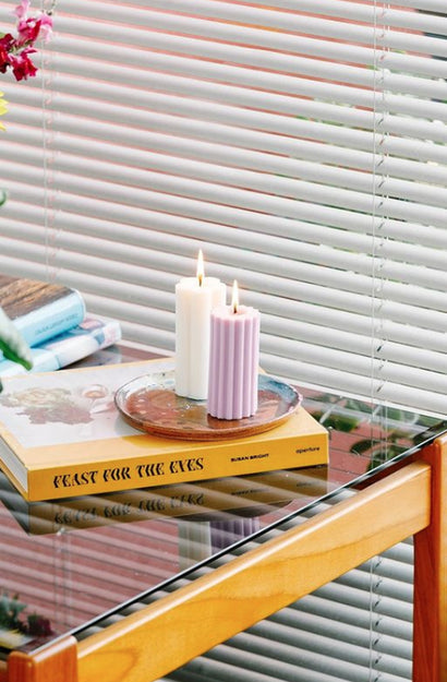 Poppy Pillar Candle - White