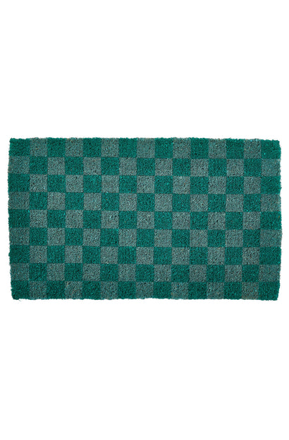 Checkers Green Door Mat