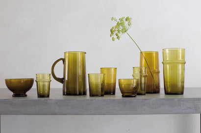 Moroccan Mustard Glass Vase - Medium