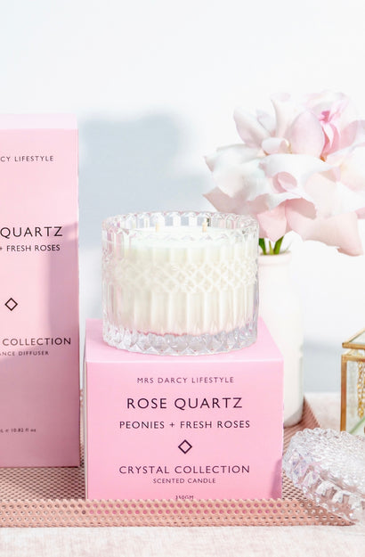 Candle - Rose Quartz - Peonies + Fresh Roses