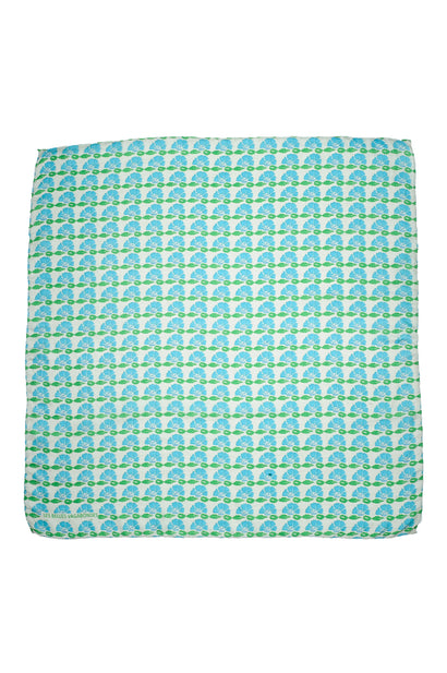 Silk Scarf - Mini Bagatelle Turquoise - Square
