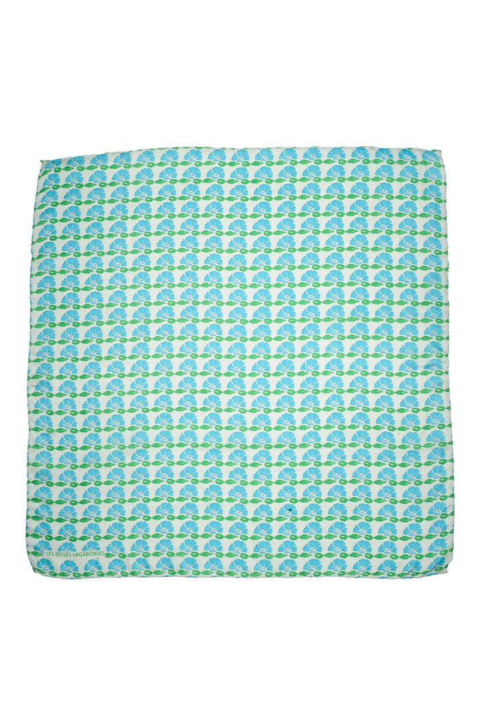 Silk Scarf - Mini Bagatelle Turquoise - Square