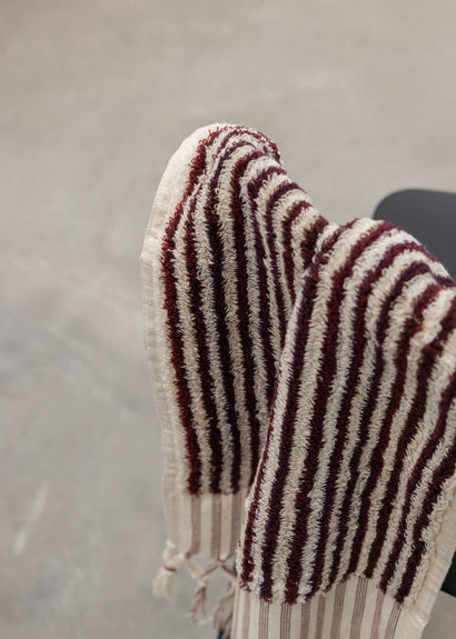 Burgundy Stripe Hand Towel