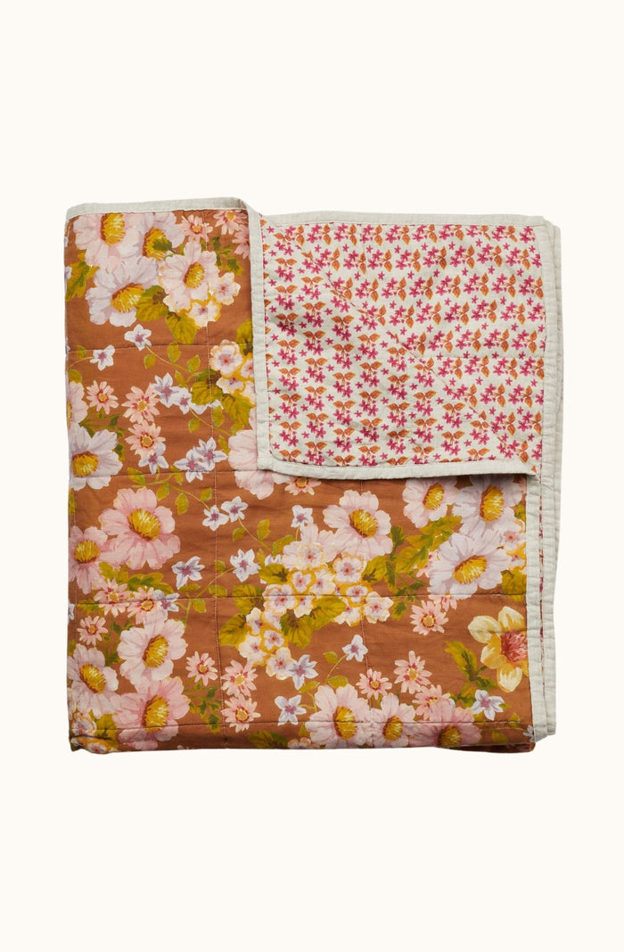 Buttercup Rust/Petit Madeline Pink Quilted Throw
