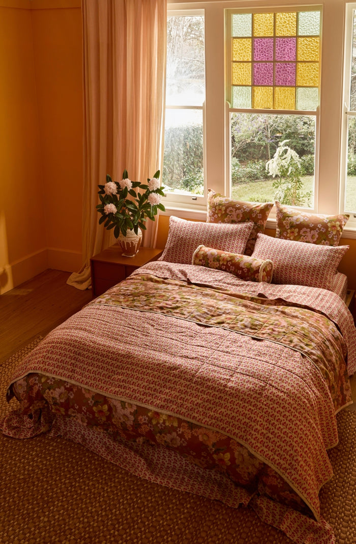 Buttercup Rust/Petit Madeline Pink Quilted Throw