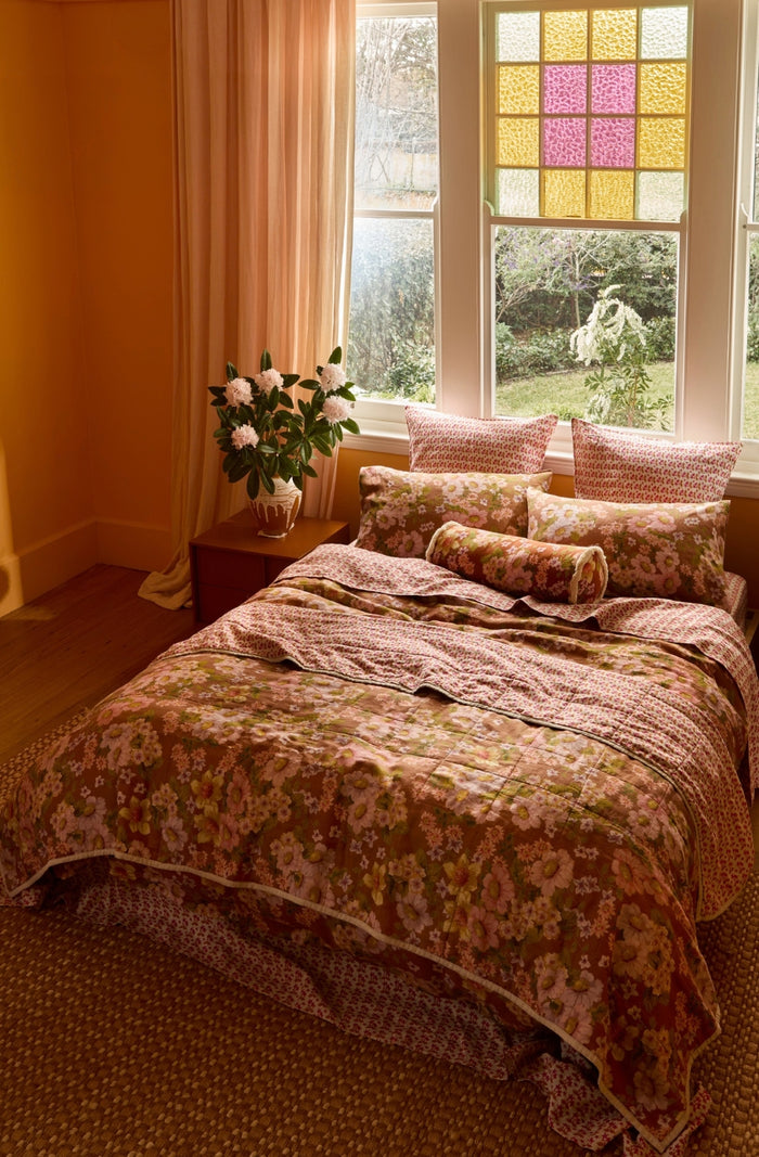 Buttercup Rust/Petit Madeline Pink Quilted Throw