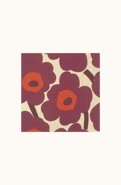 Marimekko Unikko Cream Bordeaux Cocktail Napkin Set