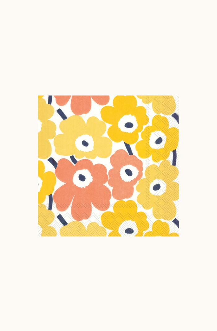 Marimekko Unikko Mini Unikko Yellow Cocktail Napkin Set