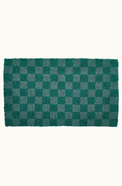 Checkers Green Door Mat