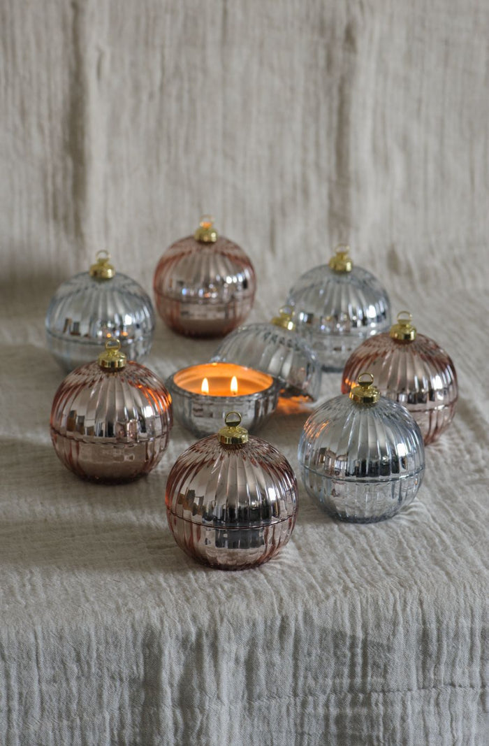 Candle - Christmas Bauble Silver - Christmas Cheer
