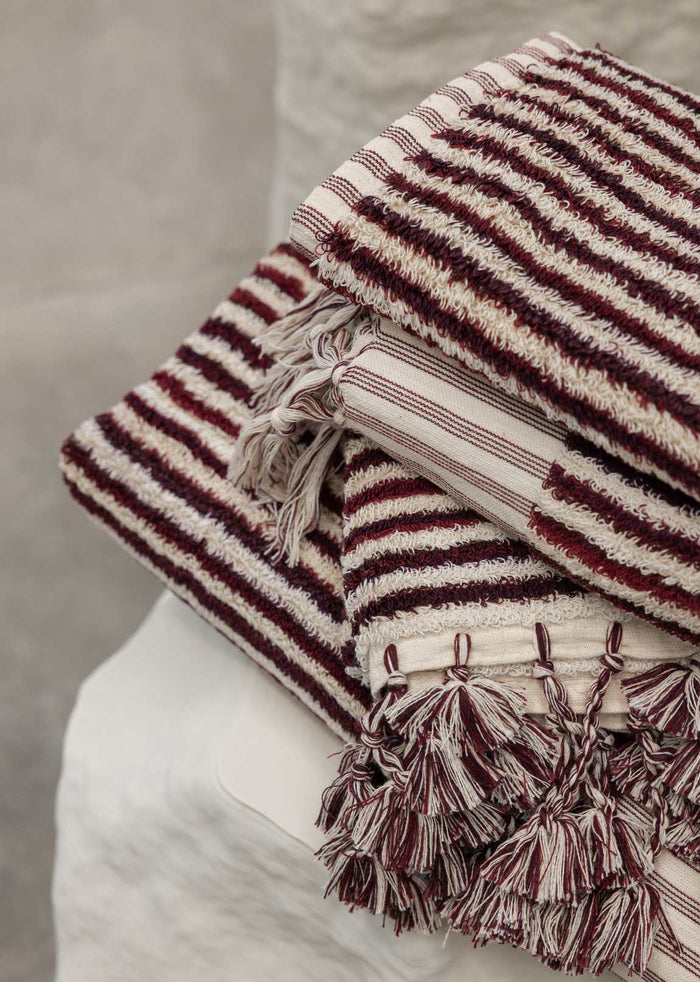 Burgundy Stripe Bath Mat
