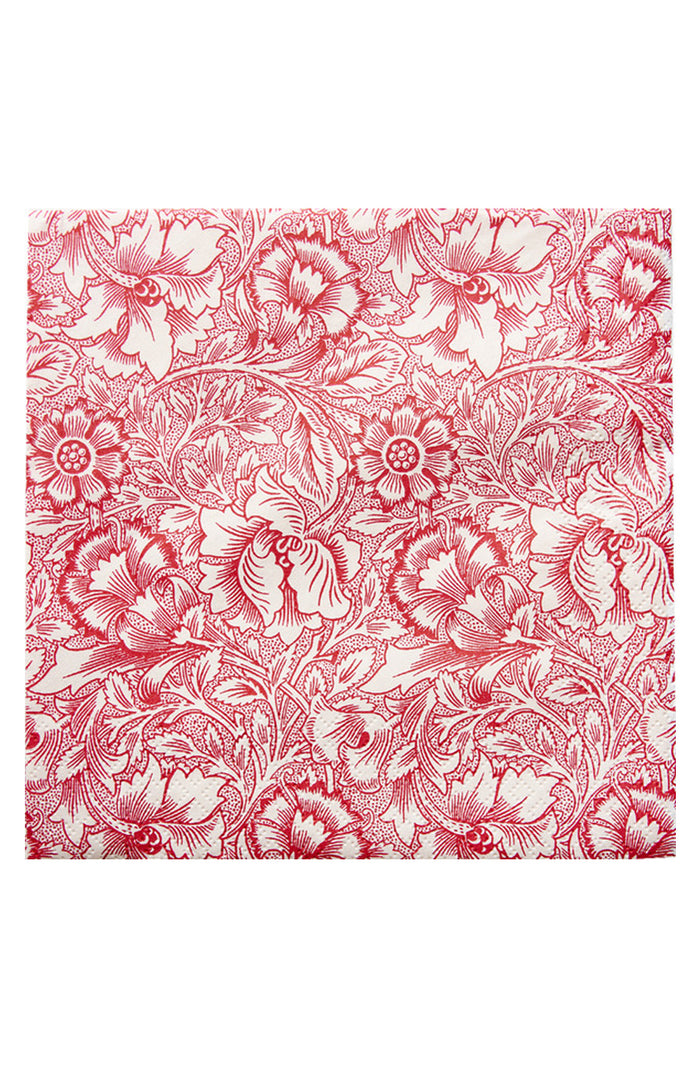 Havi William Morris Pink and Poppy Red Cocktail Napkin Set
