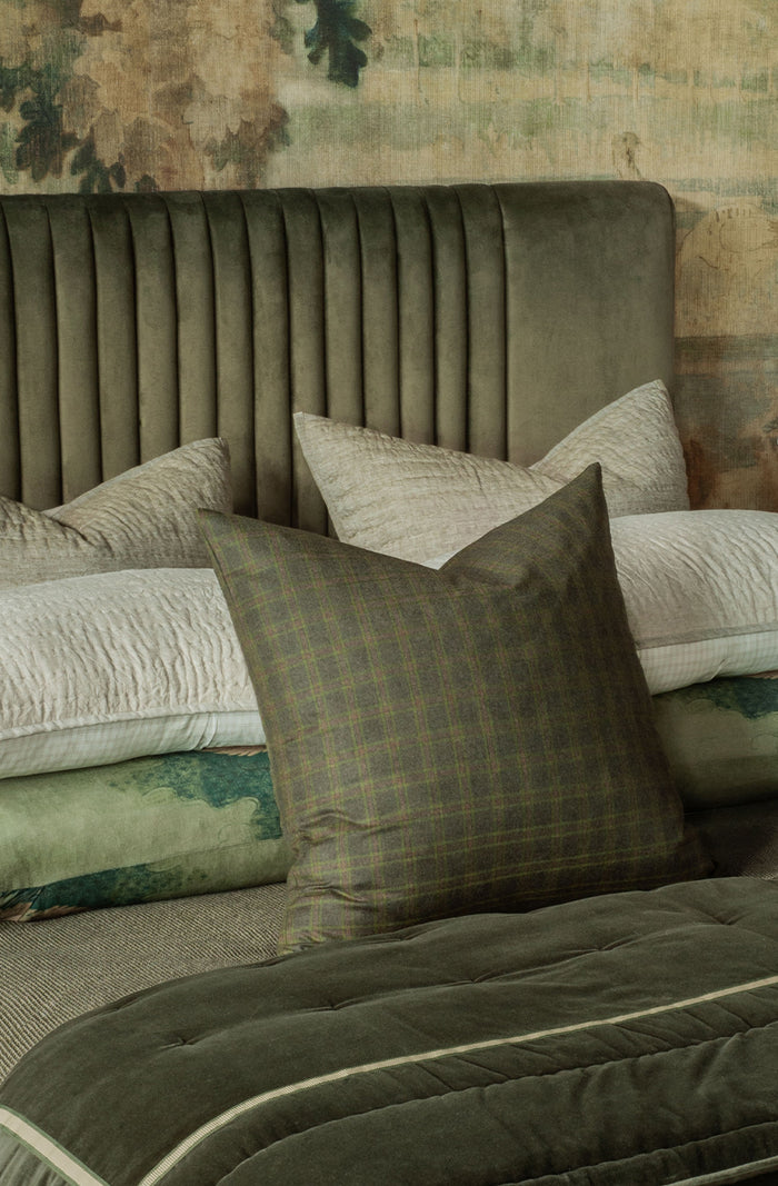 Deep Moss Plaid Cushion