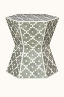 Diamond Bone Inlay Stool - Grey and Ivory