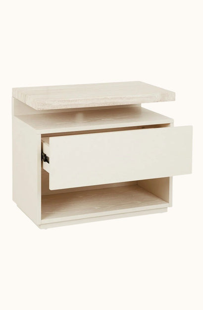 Float Marble Bedside Table - Travertine/Shell