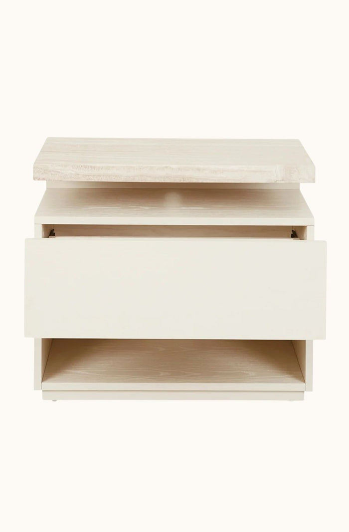 Float Marble Bedside Table - Travertine/Shell