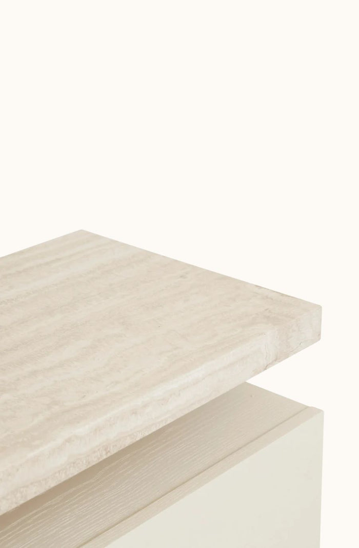 Float Marble Bedside Table - Travertine/Shell