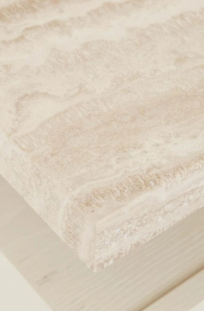 Float Marble Bedside Table - Travertine/Shell