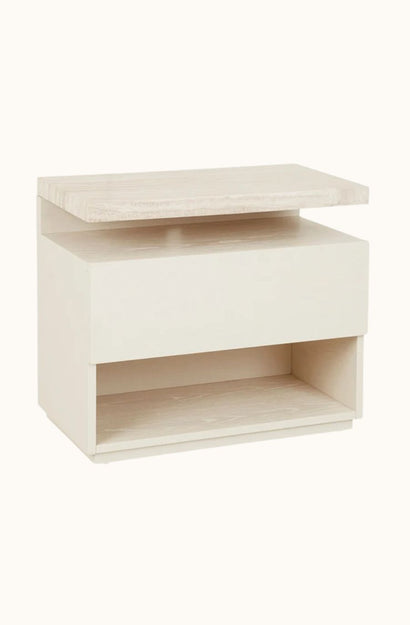Float Marble Bedside Table - Travertine/Shell