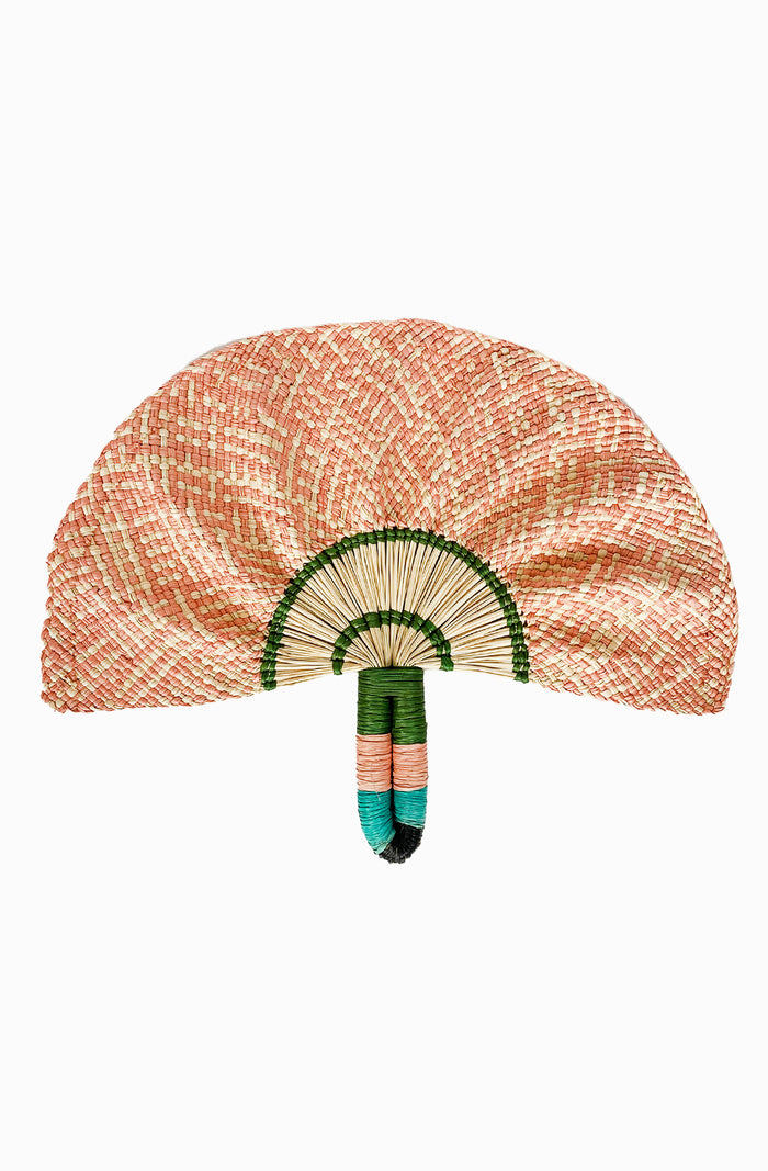 Frilly Hand Fan - Guava/Green/Pink