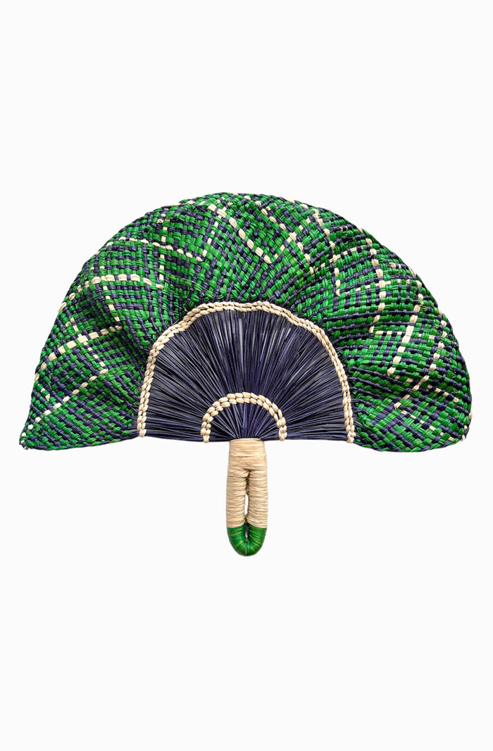 Frilly Hand Fan - Navy/Green