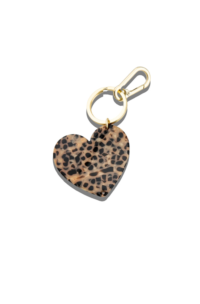Bag Charm - Heart - Brown
