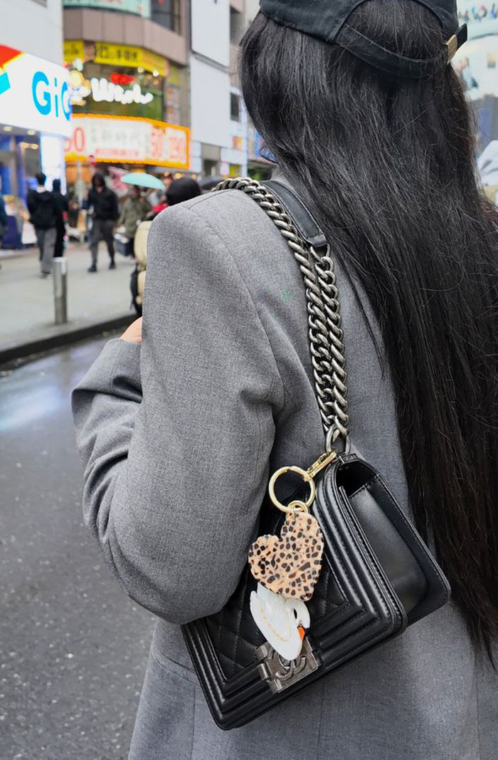 Bag Charm - Heart - Brown