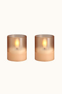 Glass Candle Hurricane Champagne Pack of 2