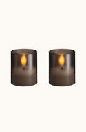 Glass Candle Hurricane Charcoal Pack of 2