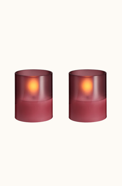 Glass Candle Hurricane Vintage Rose Pack of 2