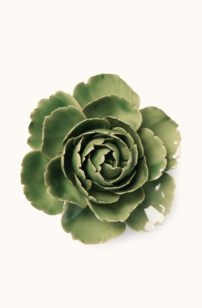 Ceramic Flower - Jade Green English Rose
