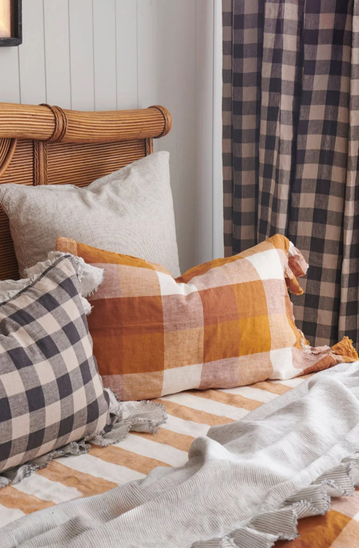 Licorice Gingham Linen Curtain
