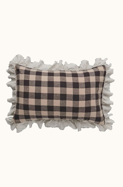 Licorice Gingham Ruffle Pillowcase - Set of 2