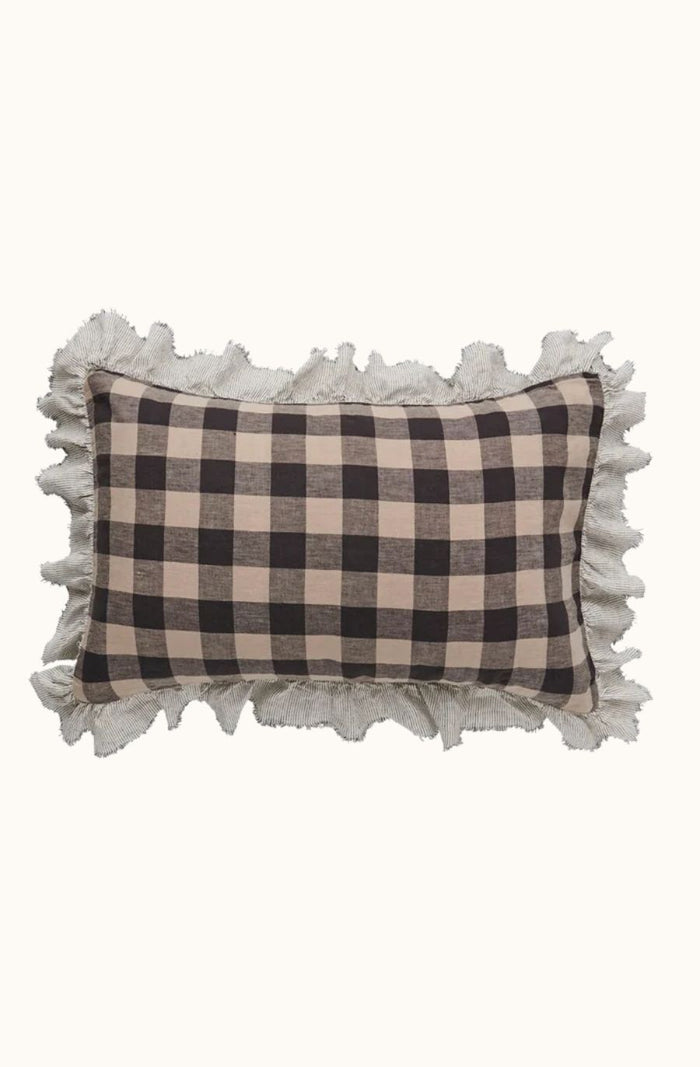 Licorice Gingham Ruffle Pillowcase - Set of 2