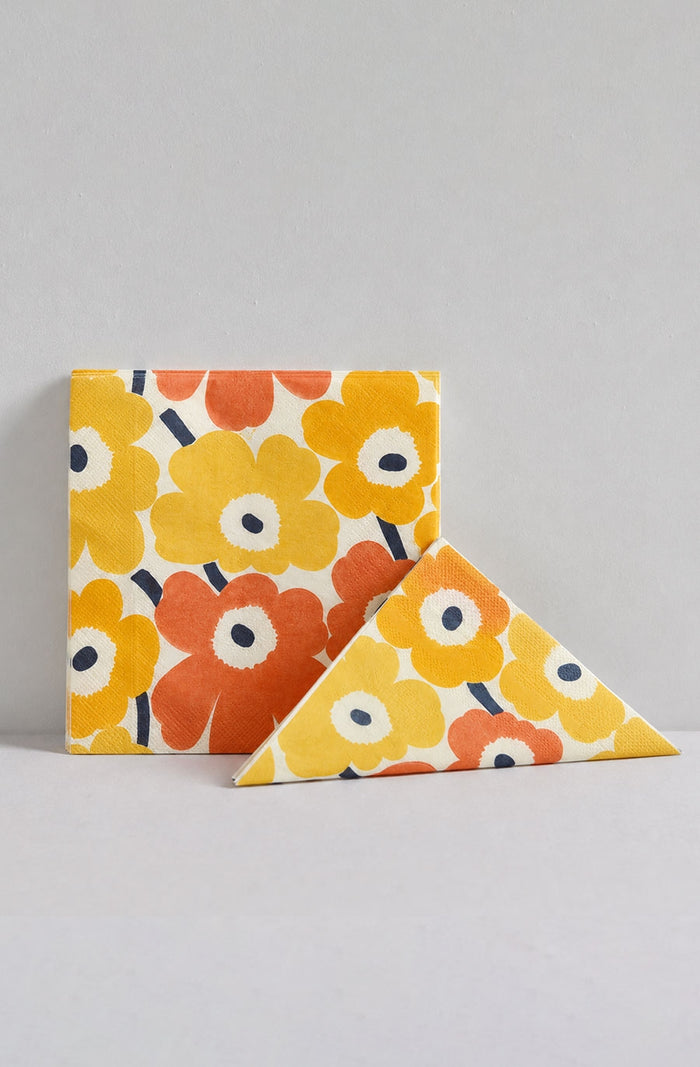 Marimekko Unikko Mini Unikko Yellow Cocktail Napkin Set