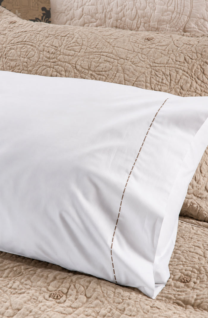 Milano White Standard Pillowcase