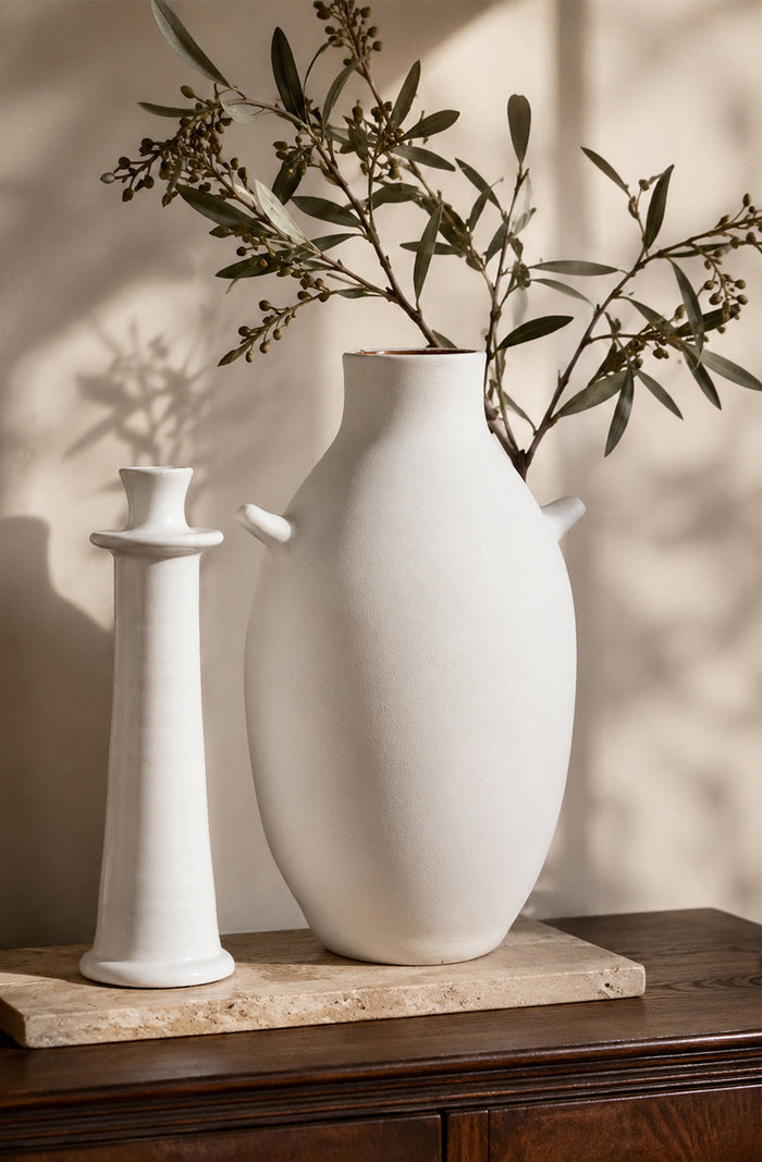 Moroccan White Ceramic Vase