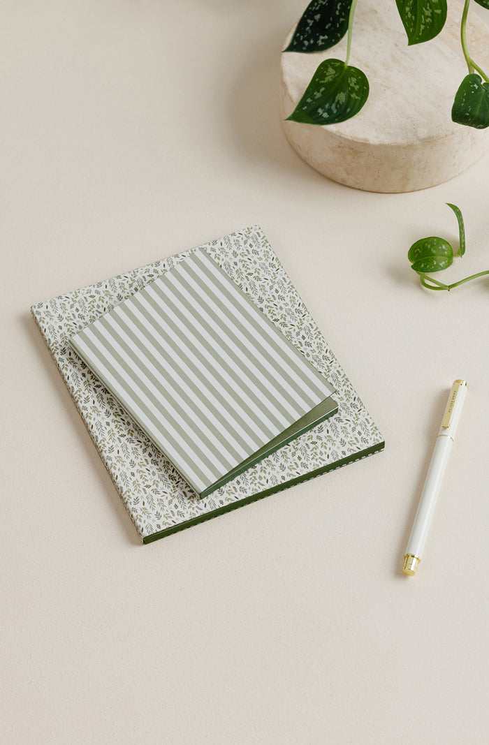 Petite Notebook - Sage Stripe