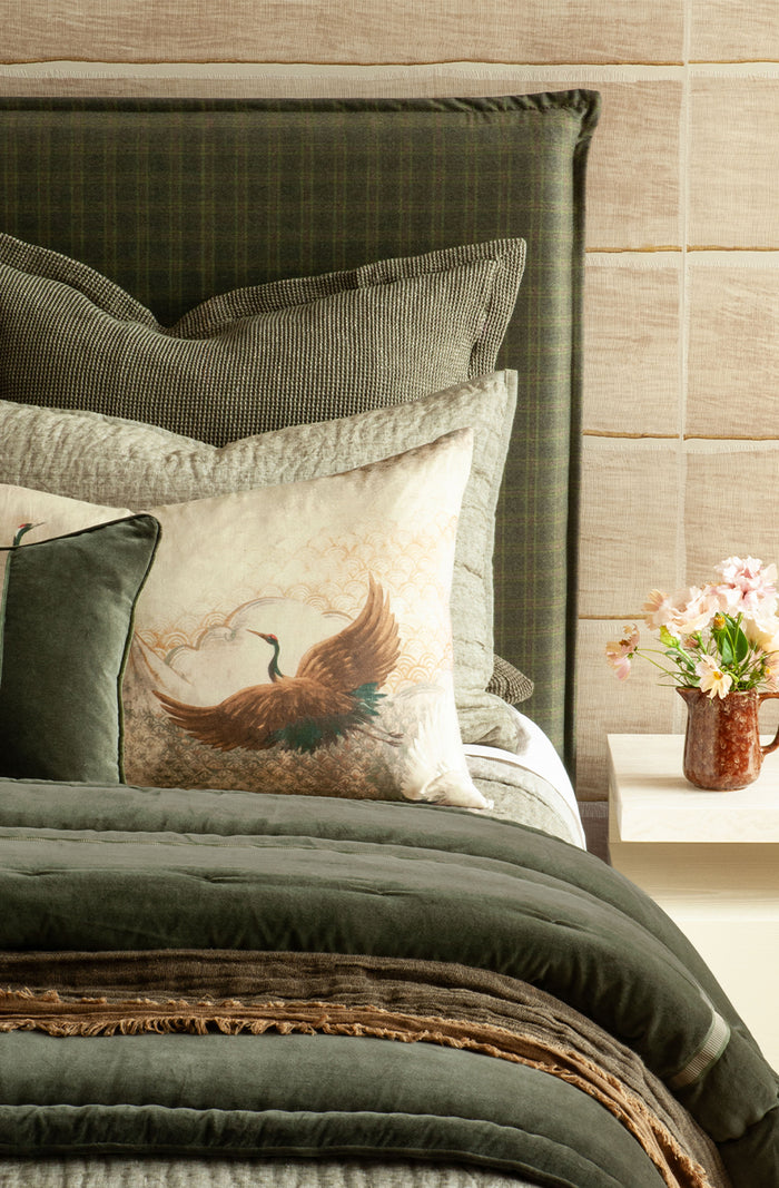 Orlare Deep Moss Plaid Headboard