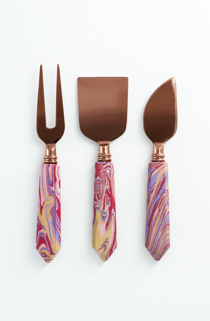 Cheese Knife Set - Pink Marble