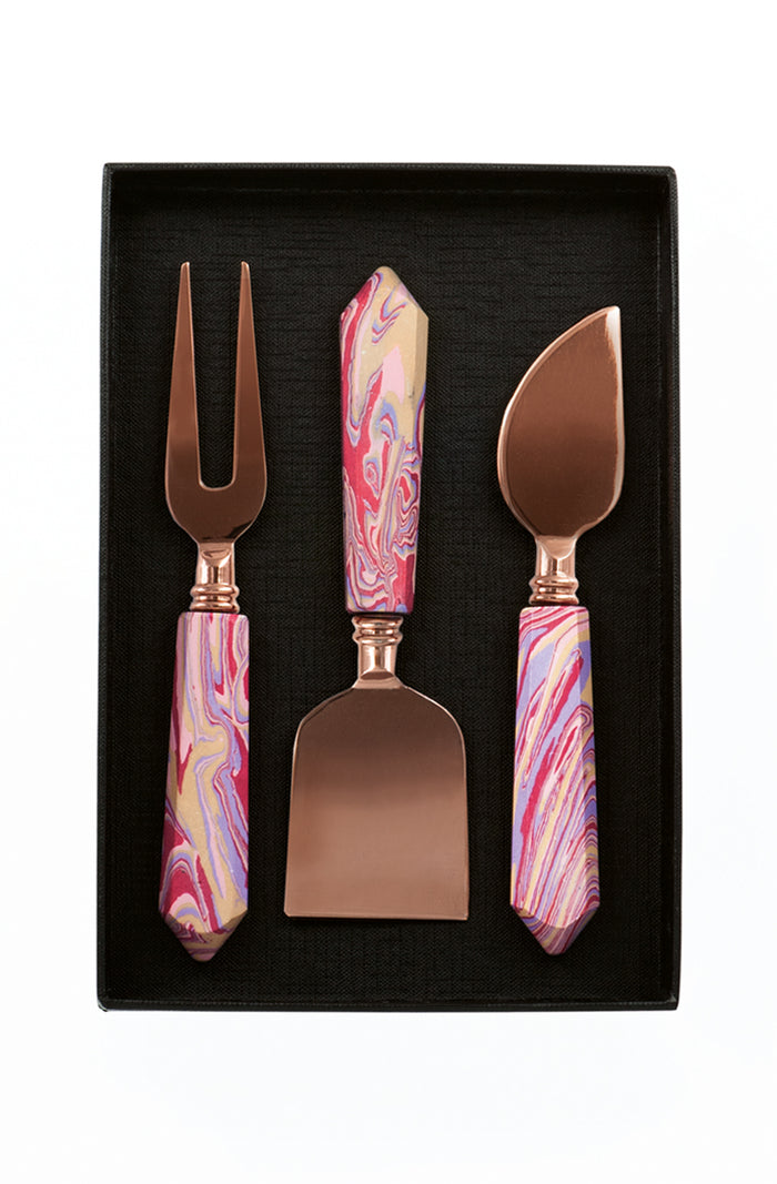 Cheese Knife Set - Pink Marble