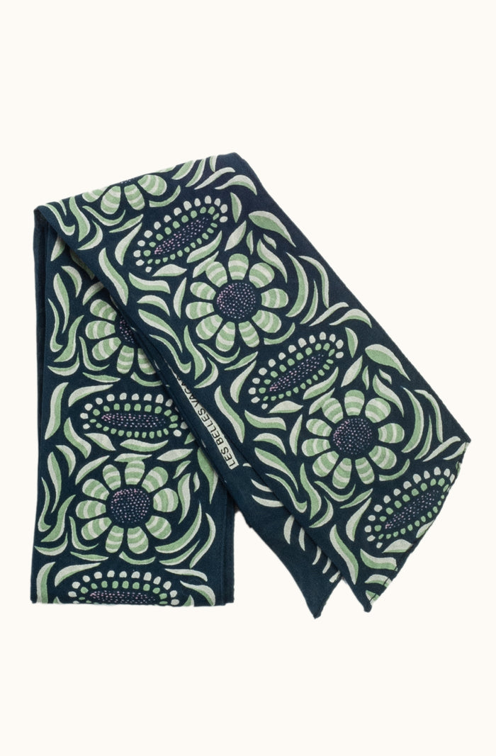Silk Scarf - Camelia Marine Navy - Bandeau