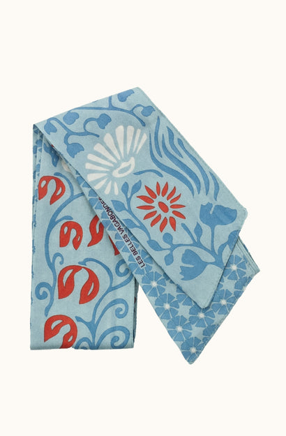 Silk Scarf - Clematite Bleu Blue - Bandeau
