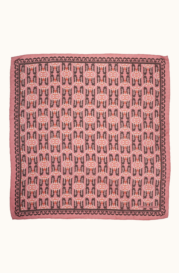 Silk Scarf - Albertine Rose - Square