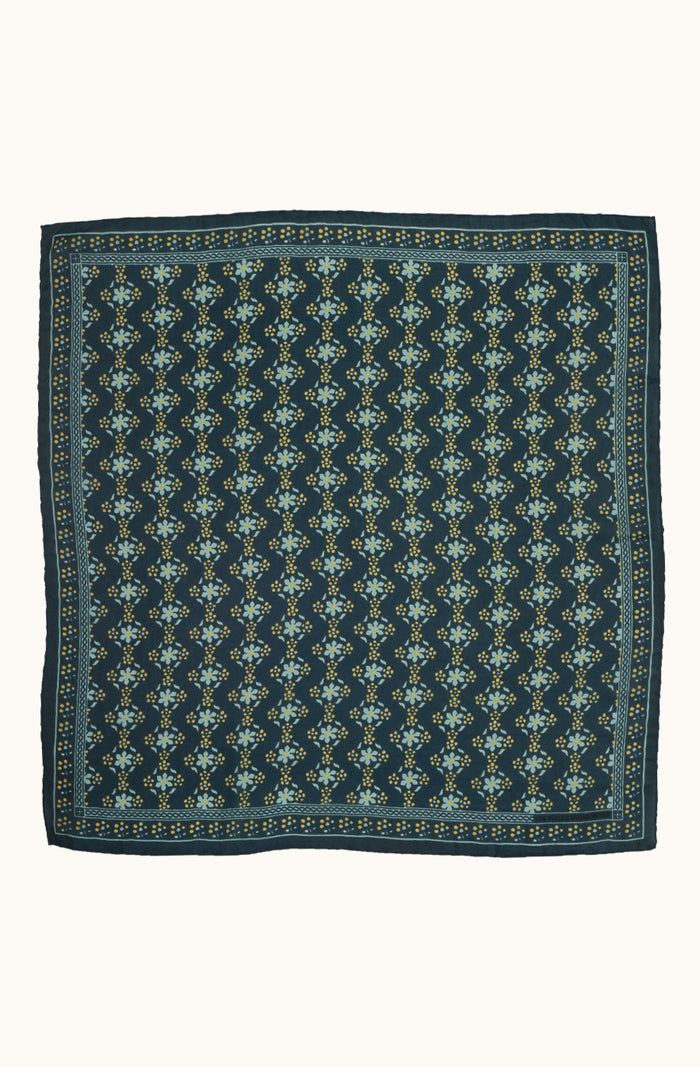 Silk Scarf - Natasha Marine - Square