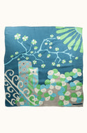 Silk Scarf - Sakura Bleu - Square