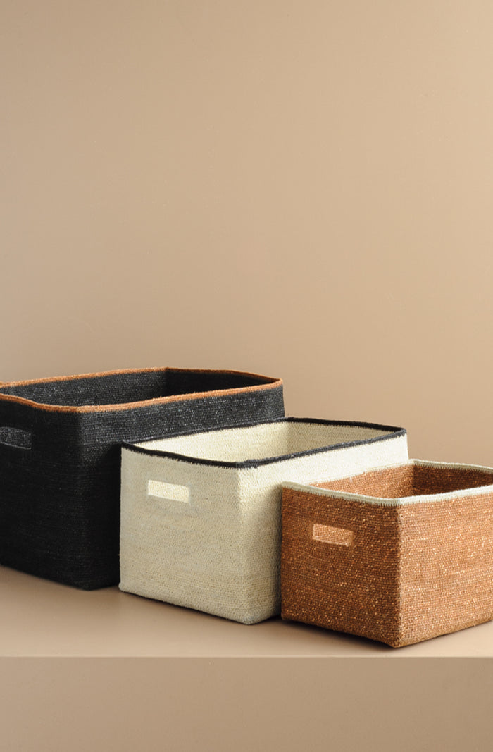 Scatola Natural/Black Basket Medium