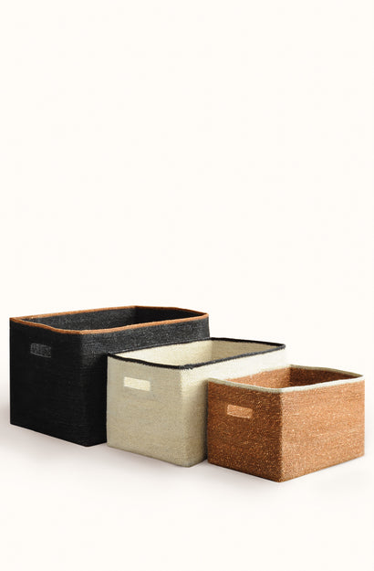 Scatola Natural/Black Basket Medium
